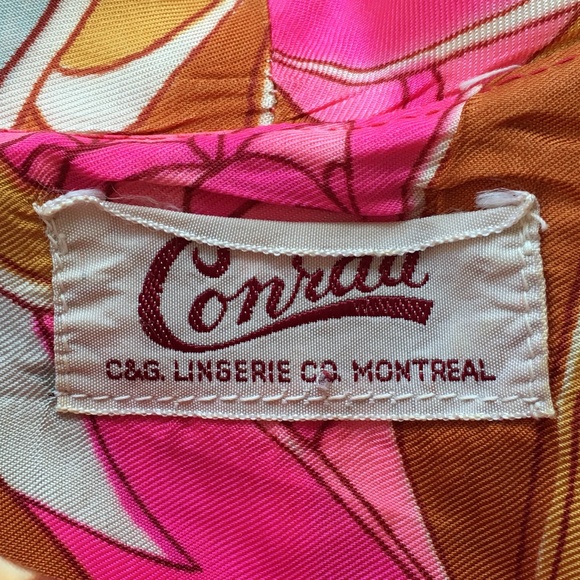 Vtg CONRAD Dressing Gown Robe Housecoat Button Up Made in Canada Large Floral - Picture 5 of 6